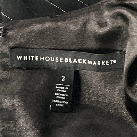 White House Black Market Dress Women 2 Asymmetric Sleeveless Pinstriped Career - Picture 3 of 14